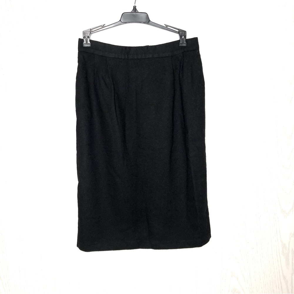 Vintage Black 100% Wool A Line Skirt